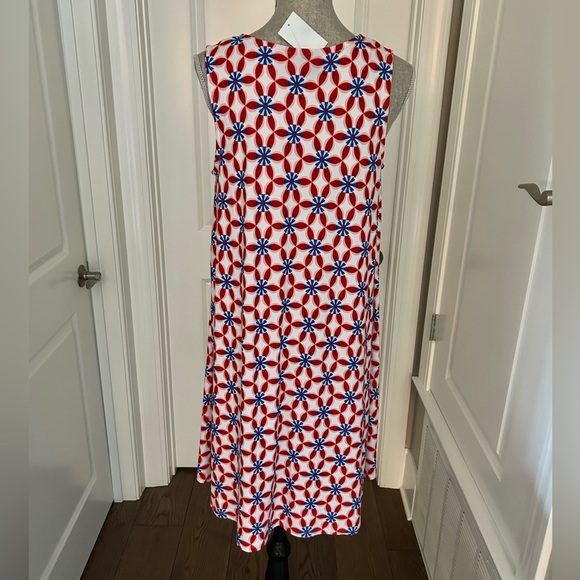 NWT! Allison Brittney Womens Americana Floral Sleeveless Swing Dress Size M - Picture 6 of 9